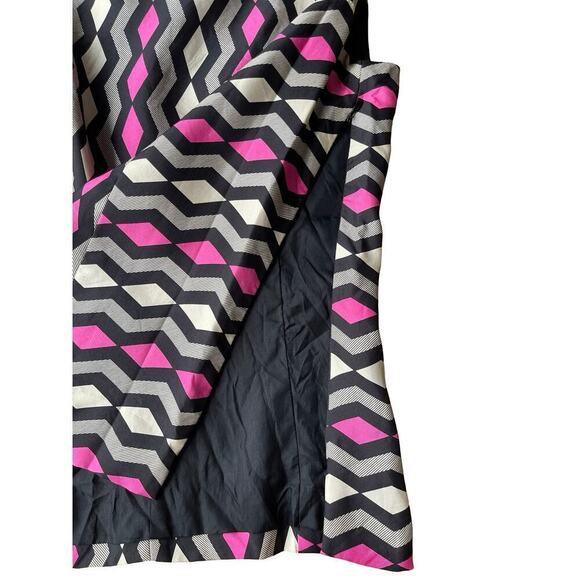 Milly Geometric Zigzag Silk Sleeveless Top Pink Black White - Size 6 - Picture 6 of 12